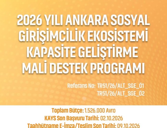 Ankara Sosyal Girişimcilik Ekosistemi Kapasite Geliştirme Mali Destek Programı İlan Edildi